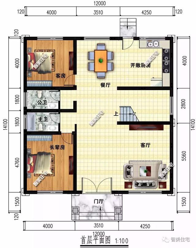 面寬12米的2棟農村民房戶型圖，第二套最受歡迎