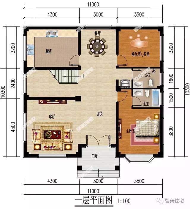 農村四層平屋頂樓房戶型方案設計，外觀挺大氣，50萬左右