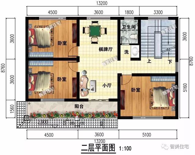 面寬13米的兩層小別墅戶型方案圖，主體20多萬