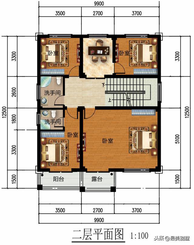 3款120平的簡歐農村房子戶型方案圖，50萬預算足矣