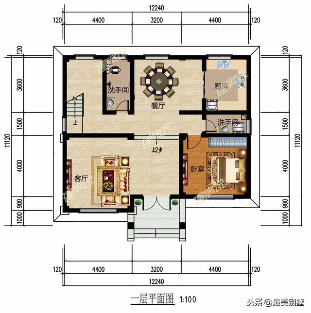3款120平的簡歐農村房子戶型方案圖，50萬預算足矣