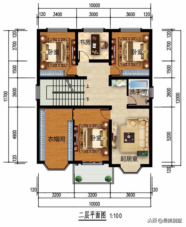 3款120平的簡歐農村房子戶型方案圖，50萬預算足矣