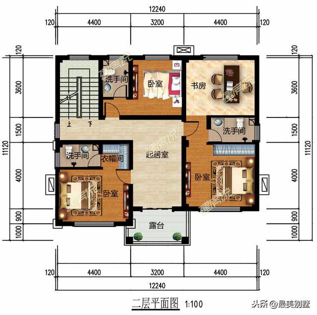 3款120平的簡歐農村房子戶型方案圖，50萬預算足矣
