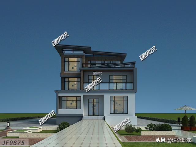 現代平屋頂設計三層樓房子戶型圖，預算36萬