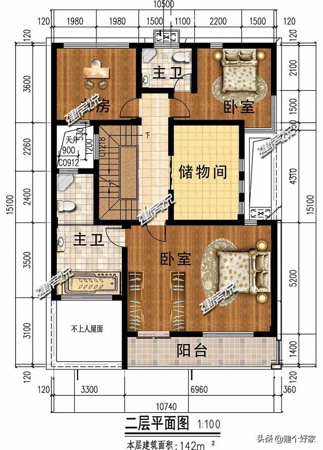 現代平屋頂設計三層樓房子戶型圖，預算36萬