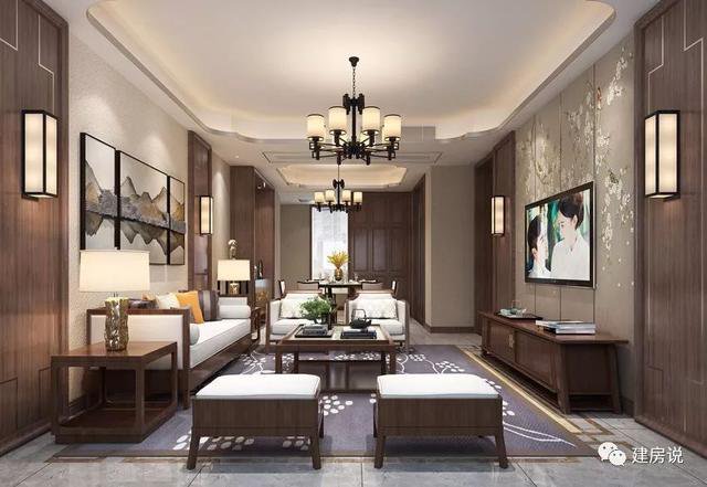 帶天井內院的三層新中式別墅設計圖，附彩色戶型圖