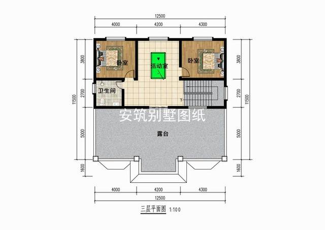 12*11米的二層半簡歐農(nóng)村房子戶型圖，適合農(nóng)村建