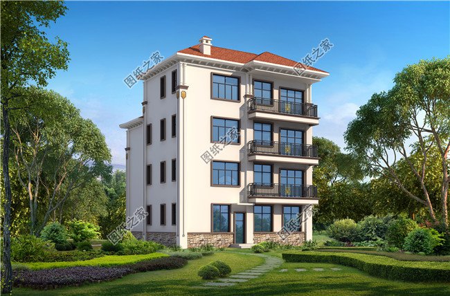 簡(jiǎn)歐式四層農(nóng)村自建房別墅設(shè)計(jì)圖效果圖，戶型方正大氣