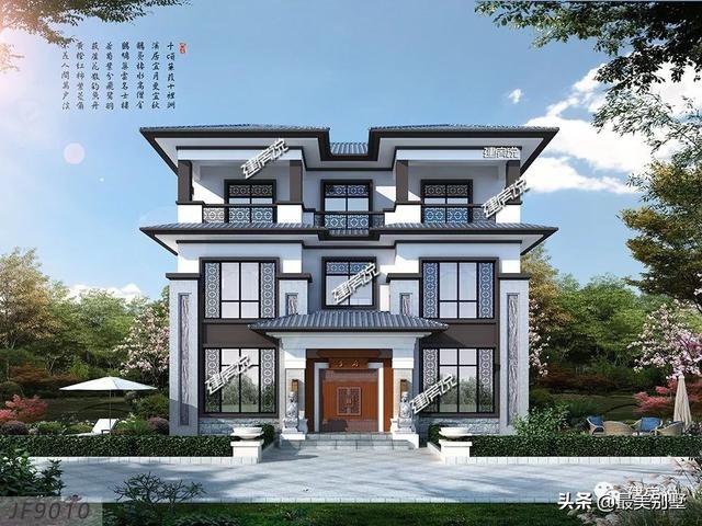 新中式四合院風格三層自建房戶型圖，大氣高端有內涵