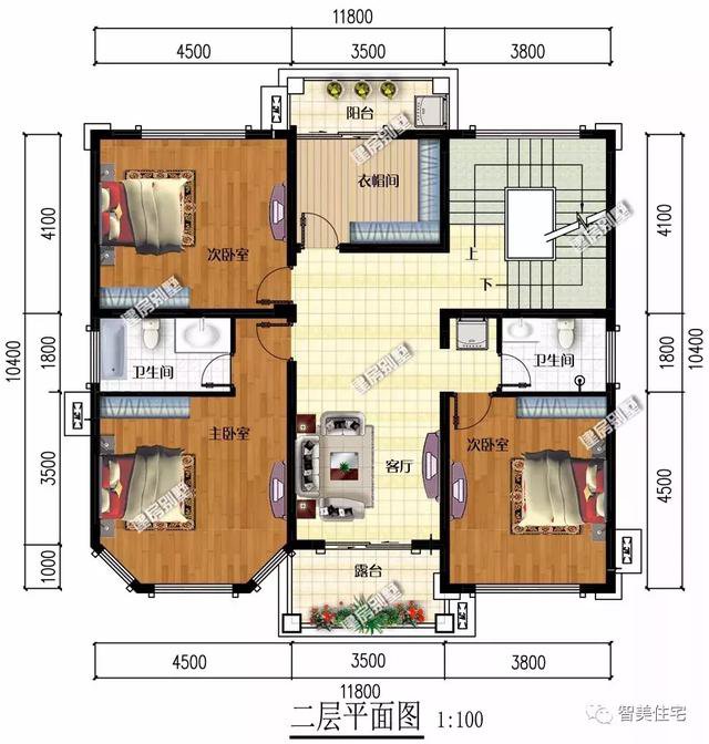 帶地下室簡歐三層自建房子戶型方案圖，還帶露臺