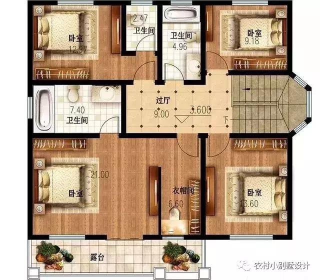 16款農(nóng)村兩層住宅鄉(xiāng)墅戶型圖，顏值比較高