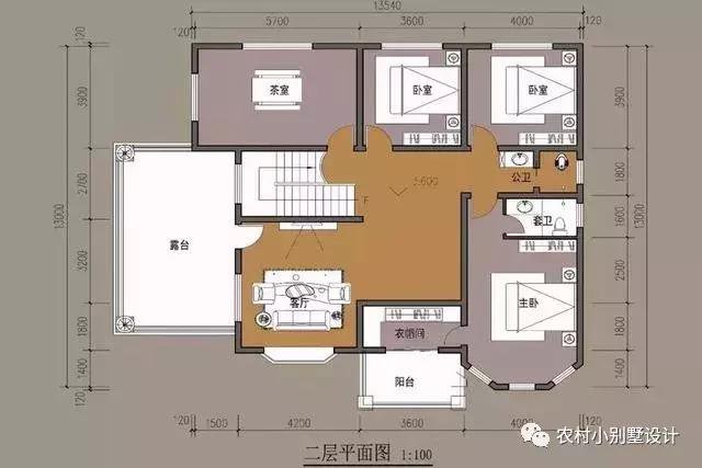 16款農(nóng)村兩層住宅鄉(xiāng)墅戶型圖，顏值比較高
