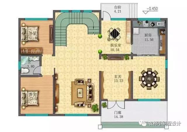 16款農(nóng)村兩層住宅鄉(xiāng)墅戶型圖，顏值比較高