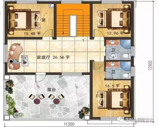 16款農(nóng)村兩層住宅鄉(xiāng)墅戶型圖，顏值比較高