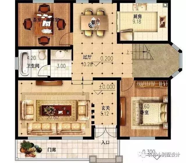 16款農(nóng)村兩層住宅鄉(xiāng)墅戶型圖，顏值比較高