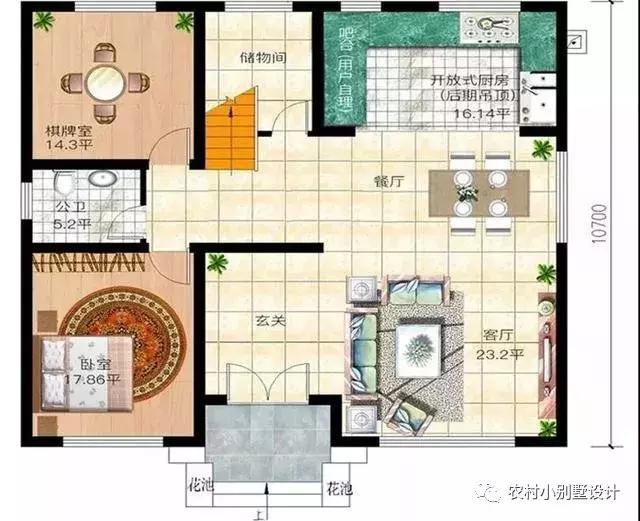 16款農(nóng)村兩層住宅鄉(xiāng)墅戶型圖，顏值比較高