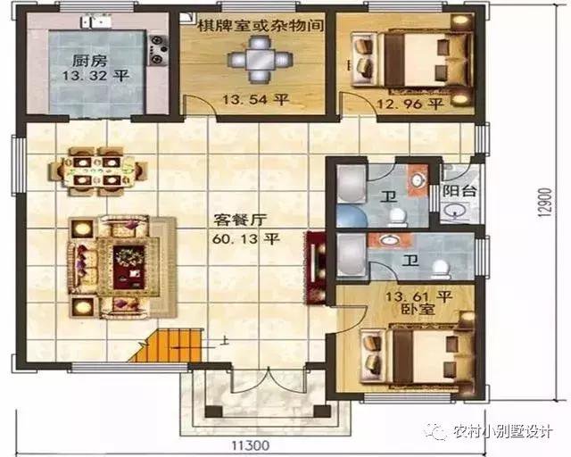 16款農(nóng)村兩層住宅鄉(xiāng)墅戶型圖，顏值比較高