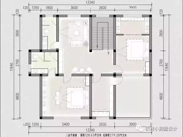 16款農(nóng)村兩層住宅鄉(xiāng)墅戶型圖，顏值比較高