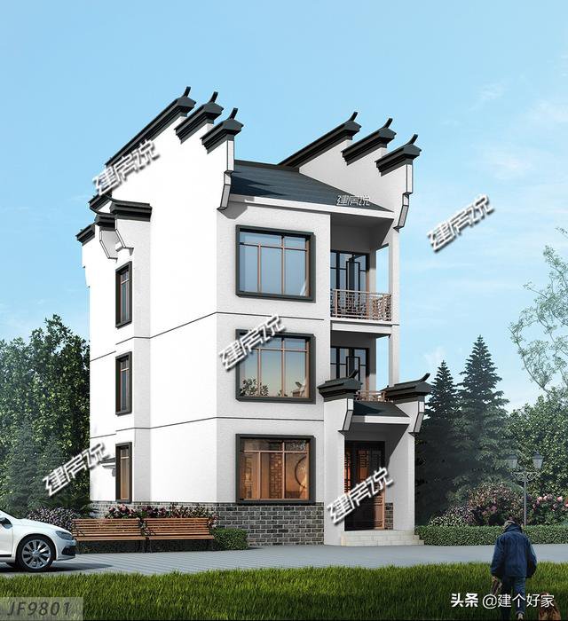 16款中式徽派自建房別墅圖片，高清外觀效果圖