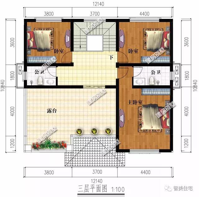 寬12米左右的農村住宅戶型圖，適合大部分宅基地