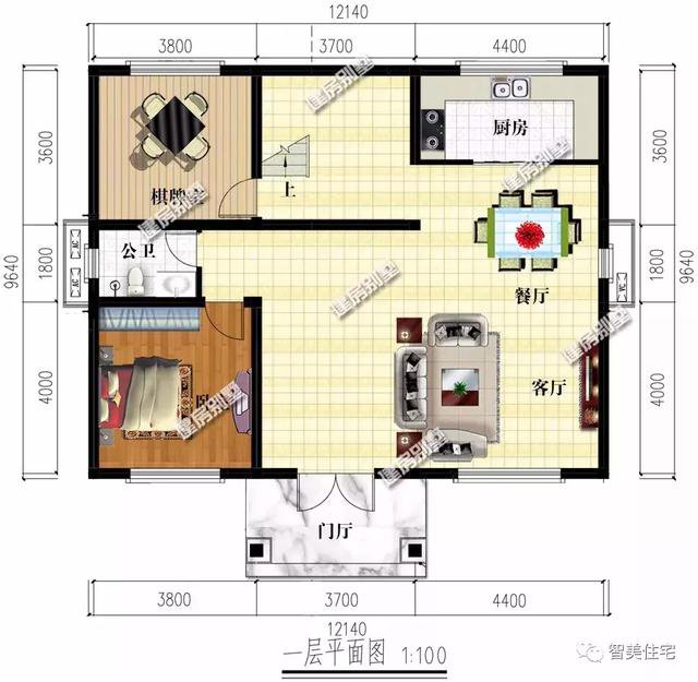寬12米左右的農村住宅戶型圖，適合大部分宅基地