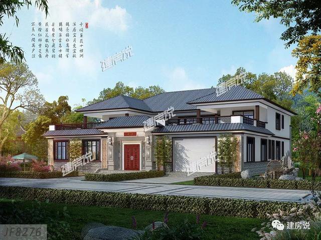 幾款新中式風格民宅外觀圖展示，一層的做成新中式照樣漂亮