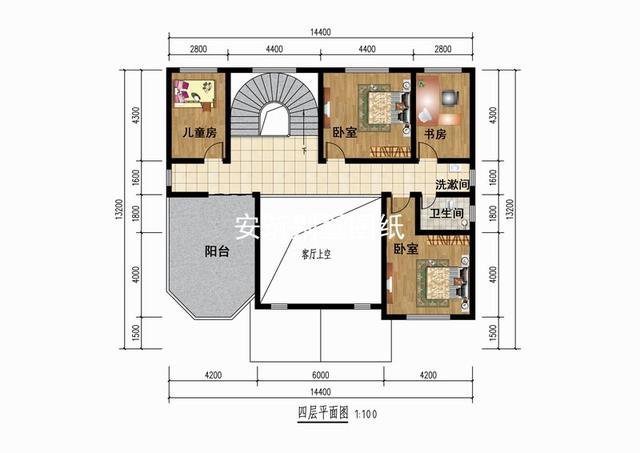 帶小亭子的四層歐式小洋樓戶型圖，大佬級的才能住