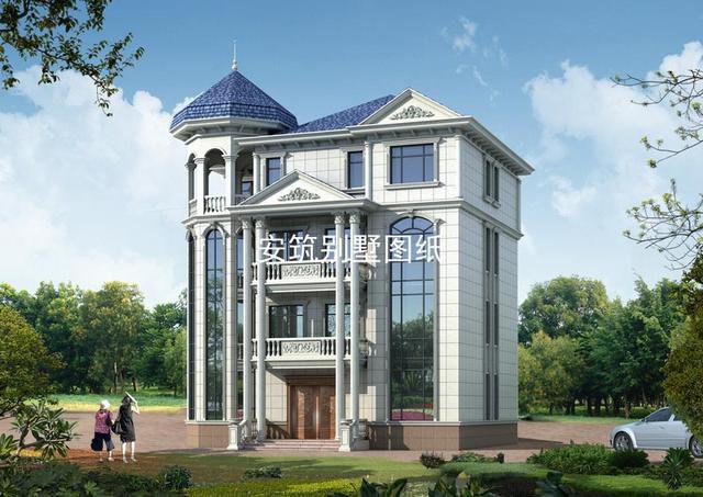 帶小亭子的四層歐式小洋樓戶型圖，大佬級的才能住