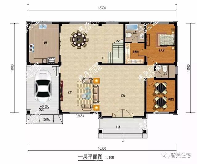 層次分明的兩層半歐式戶型方案圖，客廳中空復式