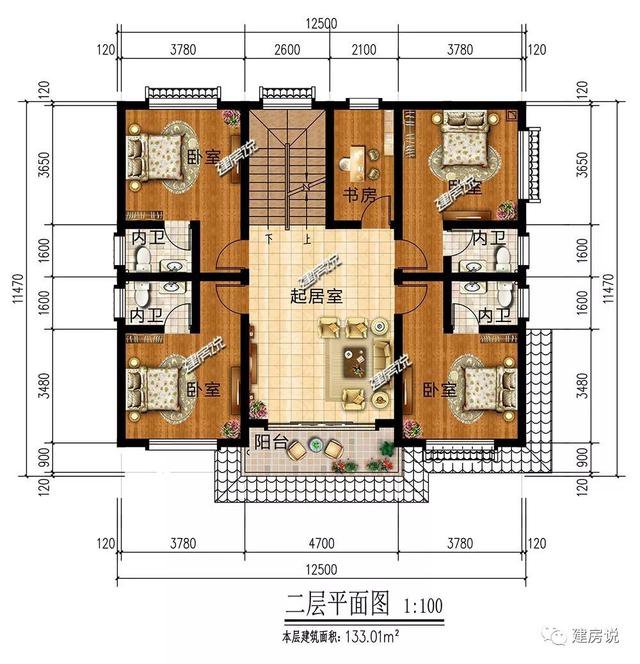120多平方兩層半仿古住宅方案戶型圖，成功人士喜歡的風(fēng)格