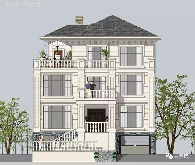 帶架空層的三層歐式自建鄉村房子戶型圖，造價100萬左右