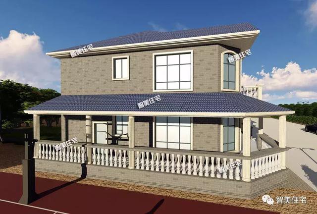 16.9×13.8米農(nóng)村二層半住宅戶型方案圖，純歐式風(fēng)格