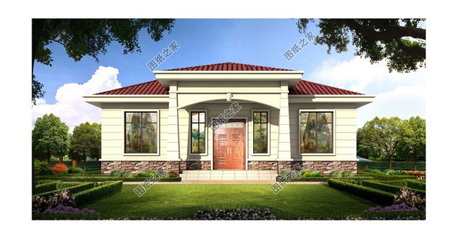 農(nóng)村15萬元一層自建別墅設計圖,外觀簡潔,戶型方正