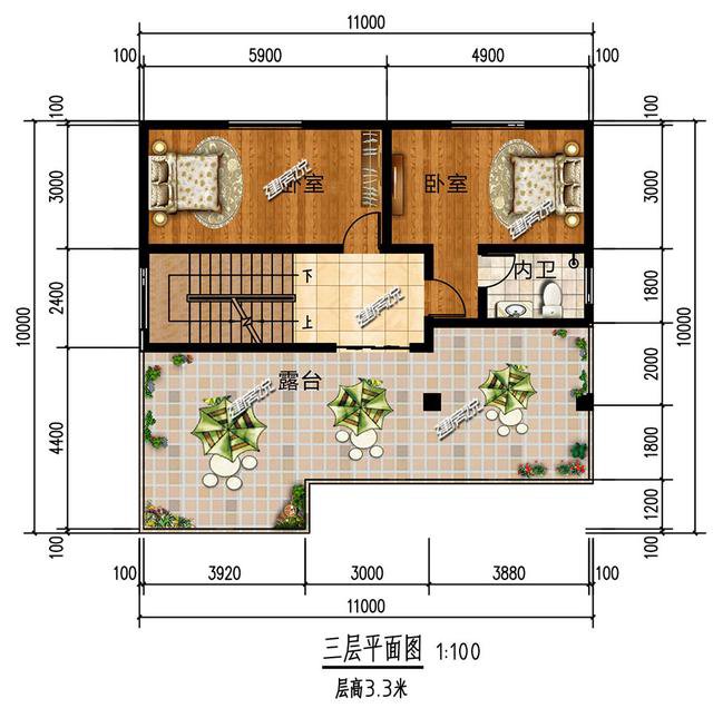 3款占地100平方左右的別墅，20幾萬，2款平屋頂戶型