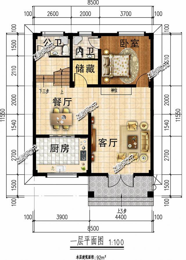 3款占地100平方左右的別墅，20幾萬，2款平屋頂戶型