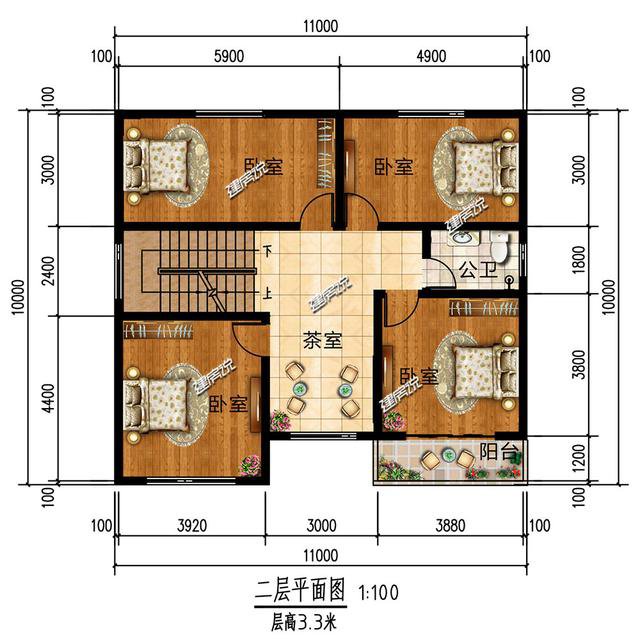 3款占地100平方左右的別墅，20幾萬，2款平屋頂戶型