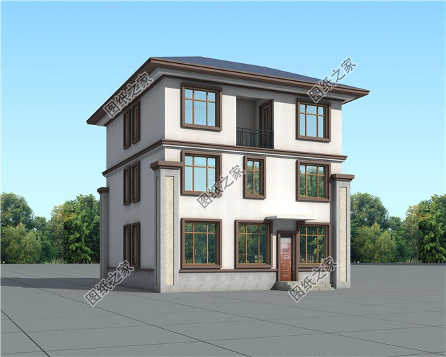 120平方米新農(nóng)村房屋設(shè)計(jì)圖紙，含效果圖，3層住宅設(shè)計(jì)方案