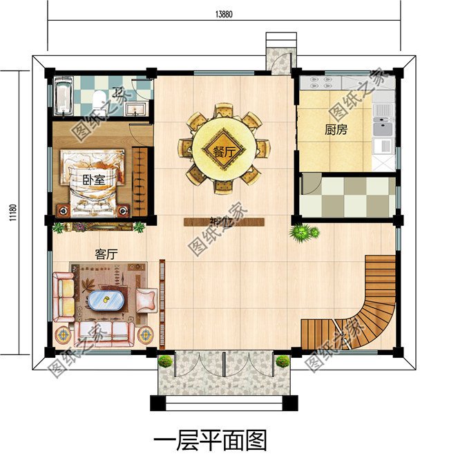 160平方米三層帶大露臺的復式別墅設計圖紙