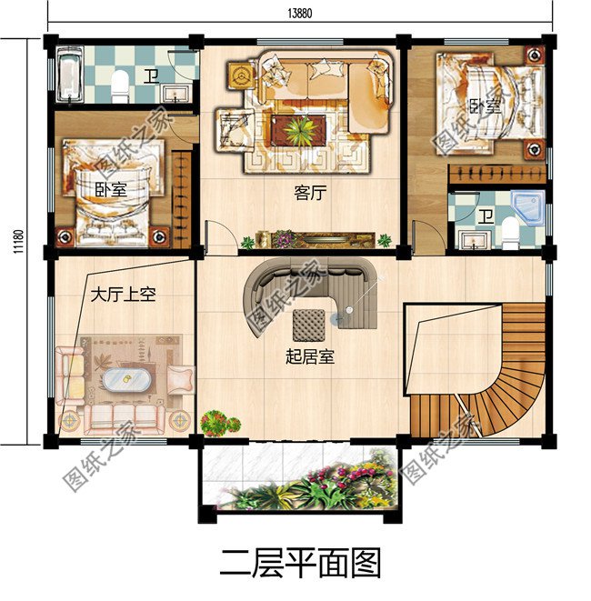 160平方米三層帶大露臺的復式別墅設計圖紙