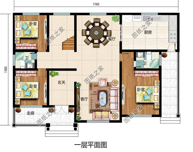 簡單大氣的農村二層樓設計圖，二層歐式農村別墅設計圖