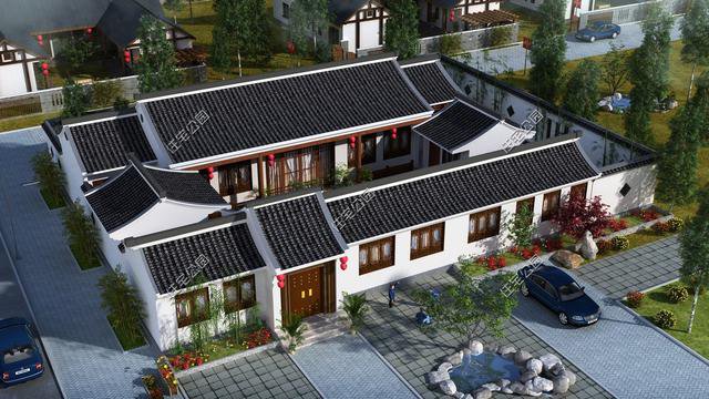 中式帶小院民宿平面戶型圖，這種設計誰不喜歡？