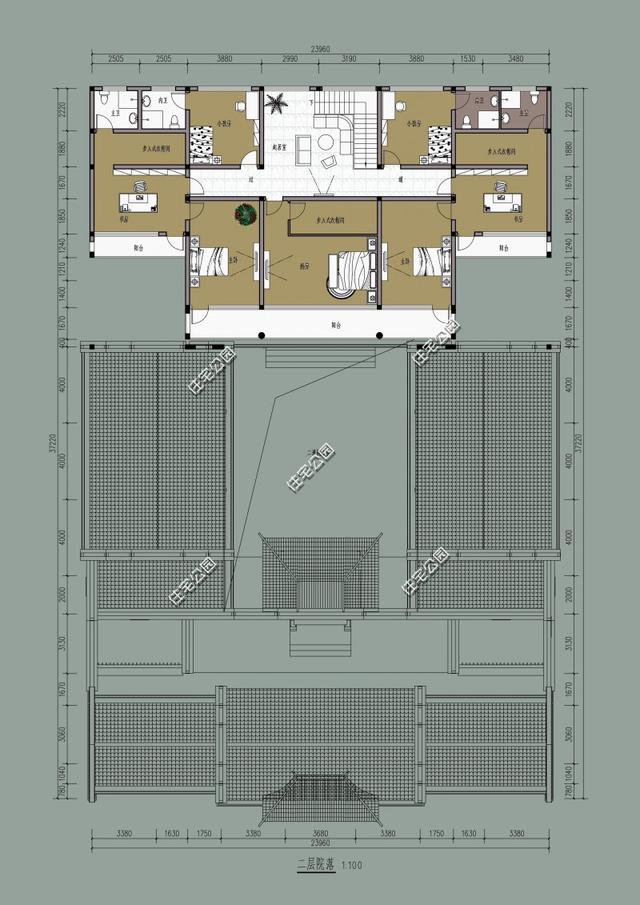中式帶小院民宿平面戶型圖，這種設計誰不喜歡？