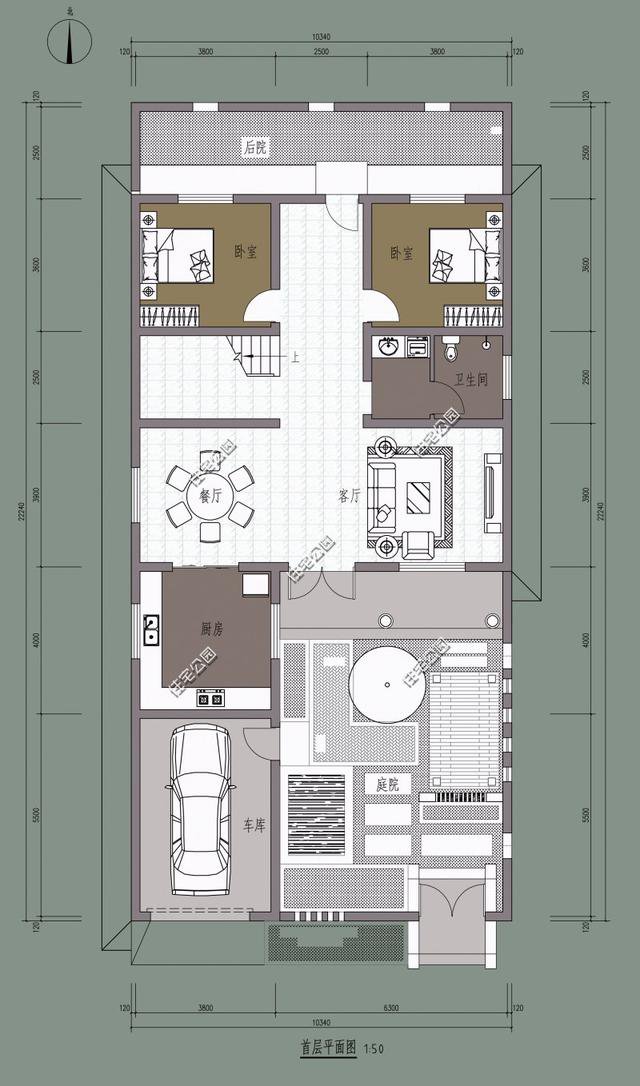 中式帶小院民宿平面戶型圖，這種設計誰不喜歡？