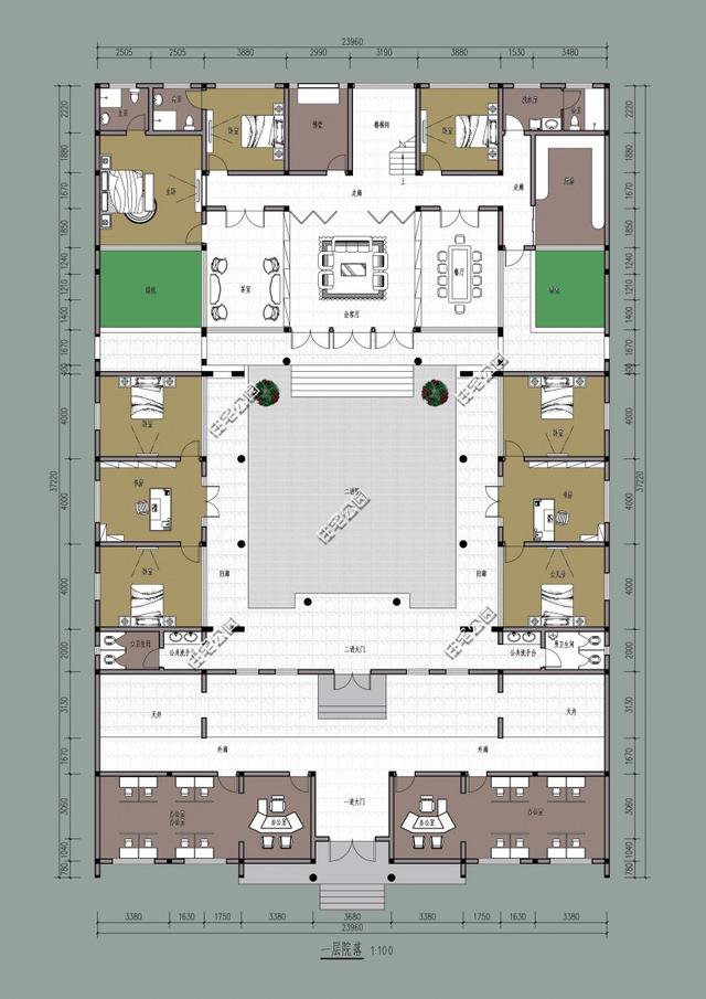 中式帶小院民宿平面戶型圖，這種設計誰不喜歡？