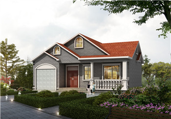 80平方米鄉村一層半帶閣樓自建別墅設計圖，帶車庫