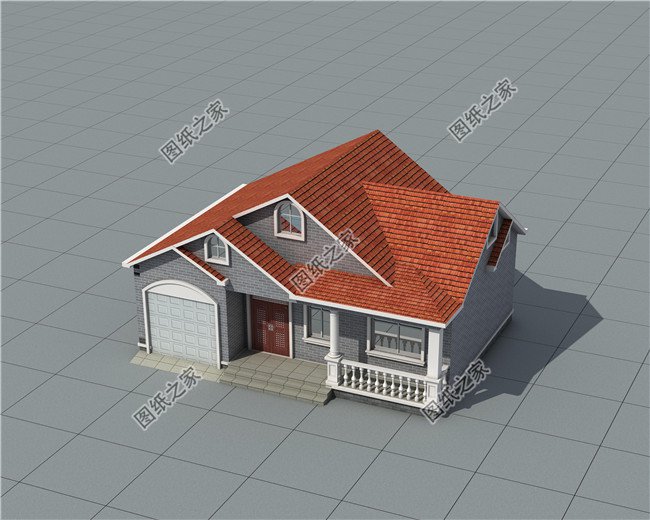 鄉村一層帶閣樓自建別墅設計圖,帶車庫