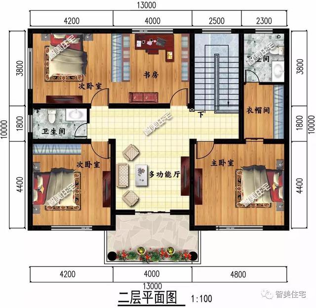 2棟簡潔農(nóng)村二層自建房子戶型圖，簡單、實用型