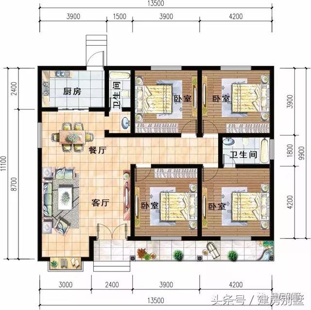 4款實(shí)用一層平房戶型圖，10多萬也能建好房子