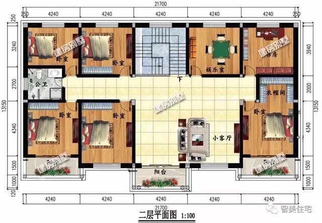 北方地區的兩套二層住宅樓戶型圖，4、5間的方案