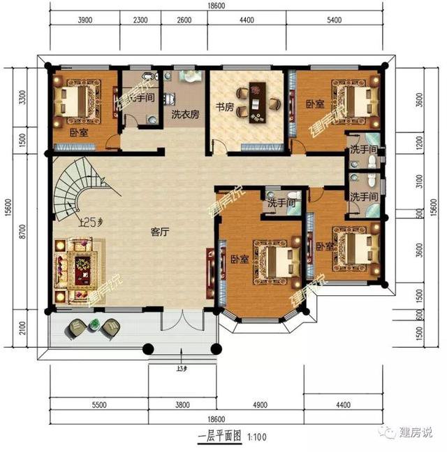 不帶廚房的自建房別墅戶型方案圖，不帶廚房設計圖